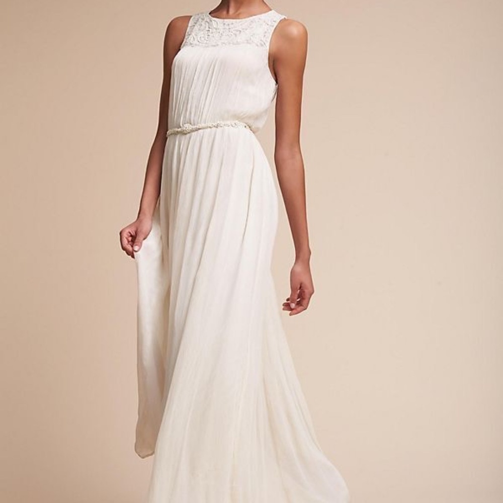 BHLDN xAnthropologie Ivory Jayne Bridal Wedding Lace Maxi Dress Sleeveless 10